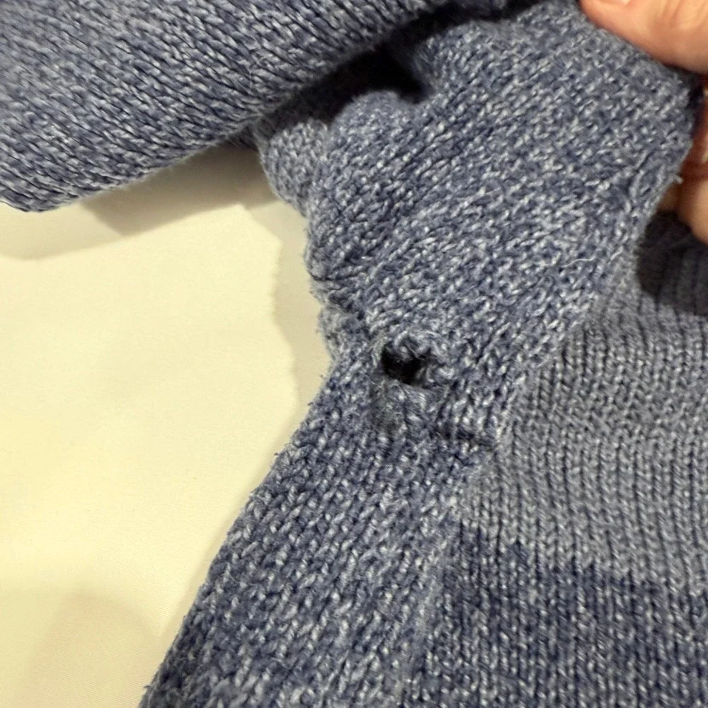 Grandpacore Minimalist‎ Two Tone Henley Knit Mock Neck Sweater Blue Men's XL